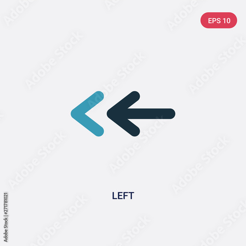 two color left vector icon from interface concept. isolated blue left vector sign symbol can be use for web, mobile and logo. eps 10