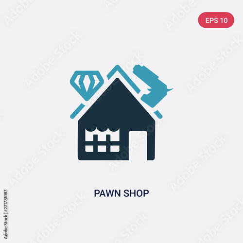 two color pawn shop vector icon from jewelry concept. isolated blue pawn shop vector sign symbol can be use for web, mobile and logo. eps 10