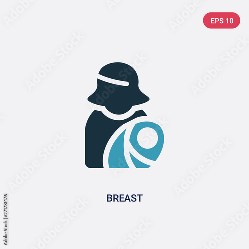 two color breast vector icon from kid and baby concept. isolated blue breast vector sign symbol can be use for web, mobile and logo. eps 10