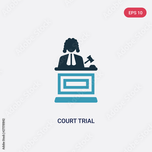 two color court trial vector icon from law and justice concept. isolated blue court trial vector sign symbol can be use for web, mobile and logo. eps 10