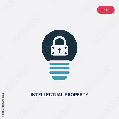 two color intellectual property vector icon from law and justice concept. isolated blue intellectual property vector sign symbol can be use for web, mobile and logo. eps 10