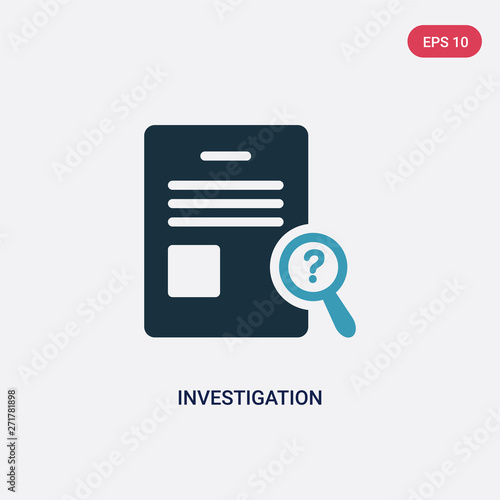 two color investigation vector icon from law and justice concept. isolated blue investigation vector sign symbol can be use for web, mobile and logo. eps 10