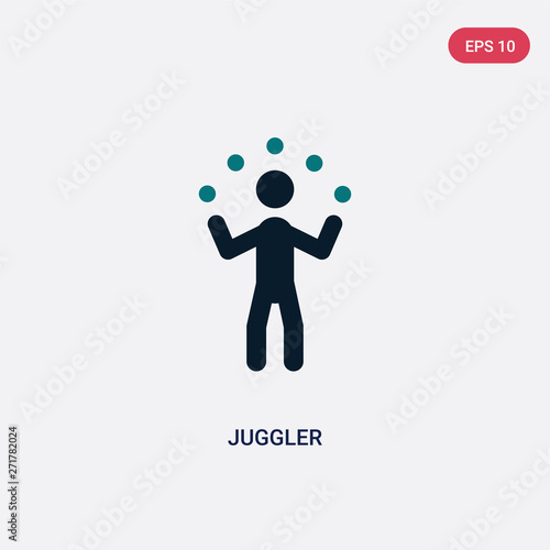two color juggler vector icon from magic concept. isolated blue juggler vector sign symbol can be use for web, mobile and logo. eps 10