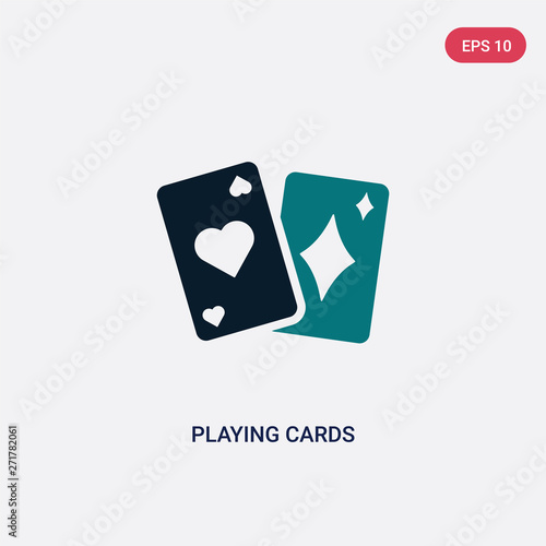 two color playing cards vector icon from magic concept. isolated blue playing cards vector sign symbol can be use for web, mobile and logo. eps 10