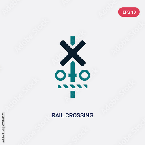 Fotografia, Obraz two color rail crossing vector icon from maps and flags concept