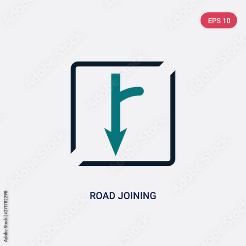 two color road joining vector icon from maps and flags concept. isolated blue road joining vector sign symbol can be use for web, mobile and logo. eps 10
