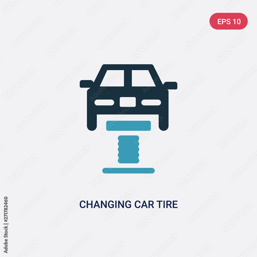 two color changing car tire vector icon from mechanicons concept. isolated blue changing car tire vector sign symbol can be use for web, mobile and logo. eps 10