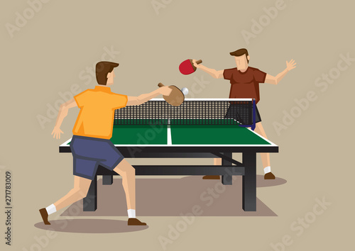 Table Tennis Game In Action Vector Cartoon Illustration Series