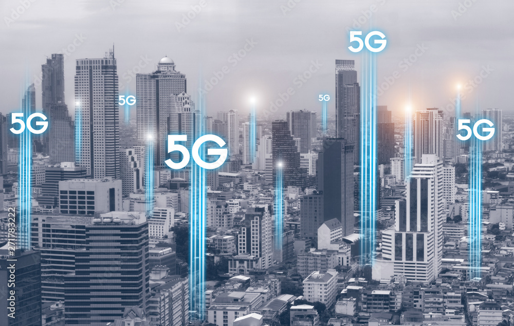 5g communication network connection for internet concept or technology concept. internet of things