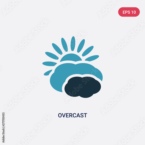 two color overcast vector icon from meteorology concept. isolated blue overcast vector sign symbol can be use for web, mobile and logo. eps 10