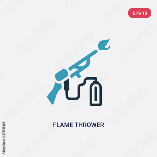 two color flame thrower vector icon from miscellaneous concept. isolated blue flame thrower vector sign symbol can be use for web, mobile and logo. eps 10