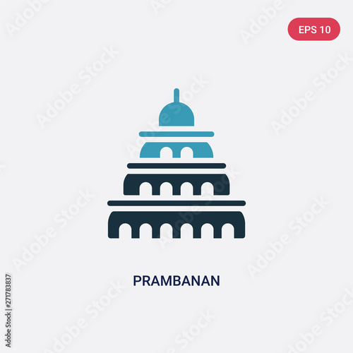 two color prambanan vector icon from monuments concept. isolated blue prambanan vector sign symbol can be use for web, mobile and logo. eps 10