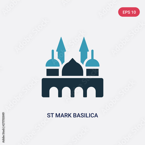 two color st mark basilica vector icon from monuments concept. isolated blue st mark basilica vector sign symbol can be use for web, mobile and logo. eps 10