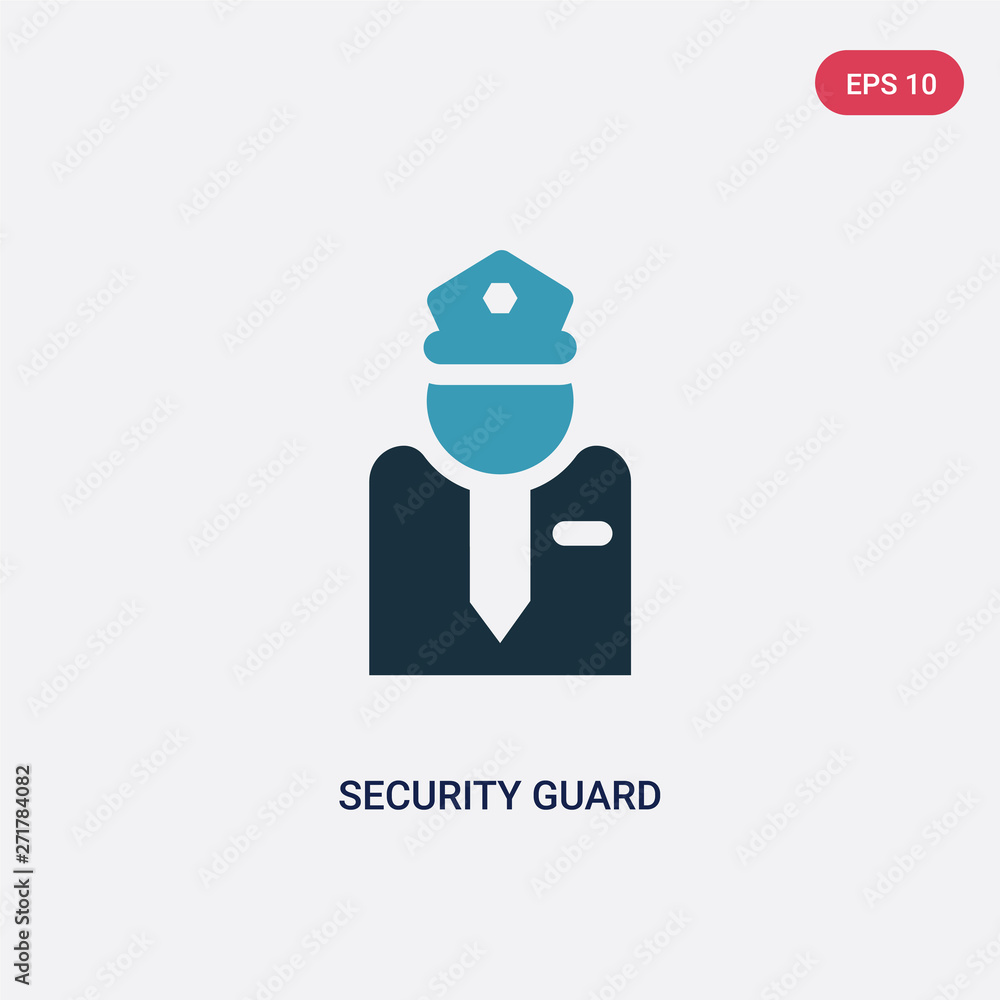 two color security guard vector icon from museum concept. isolated blue security guard vector sign symbol can be use for web, mobile and logo. eps 10