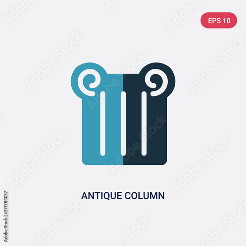two color antique column vector icon from museum concept. isolated blue antique column vector sign symbol can be use for web, mobile and logo. eps 10