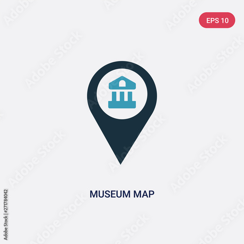 two color museum map vector icon from museum concept. isolated blue museum map vector sign symbol can be use for web, mobile and logo. eps 10