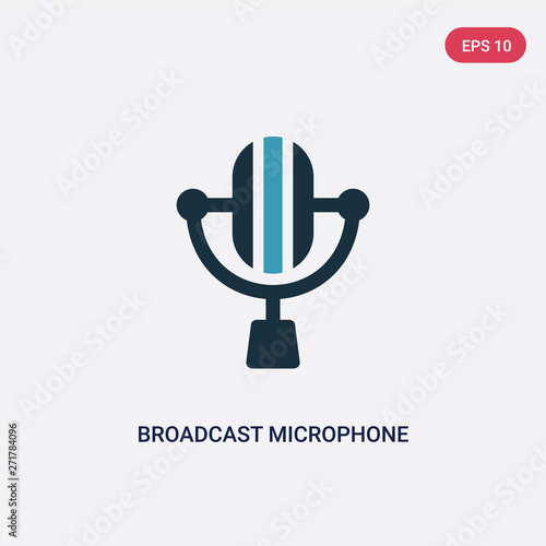 two color broadcast microphone vector icon from music concept. isolated blue broadcast microphone vector sign symbol can be use for web, mobile and logo. eps 10