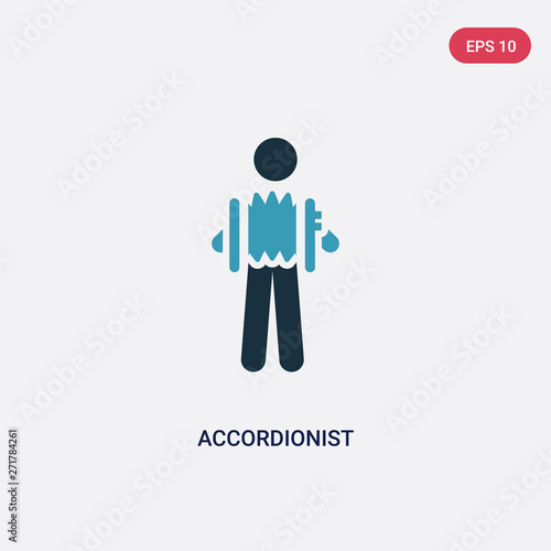 two color accordionist vector icon from music concept. isolated blue accordionist vector sign symbol can be use for web, mobile and logo. eps 10
