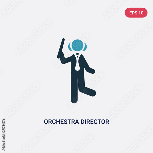 two color orchestra director with stick vector icon from music concept. isolated blue orchestra director with stick vector sign symbol can be use for web, mobile and logo. eps 10