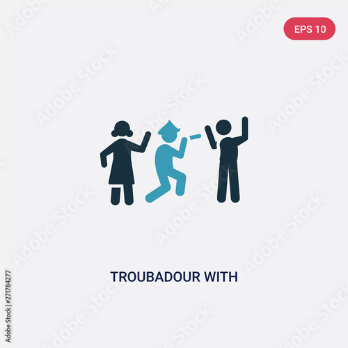 two color troubadour with kids vector icon from music concept. isolated blue troubadour with kids vector sign symbol can be use for web, mobile and logo. eps 10