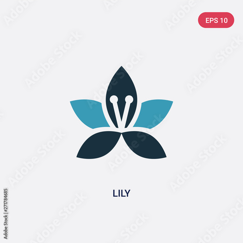 two color lily vector icon from nature concept. isolated blue lily vector sign symbol can be use for web, mobile and logo. eps 10