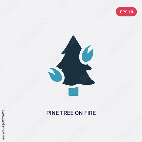 two color pine tree on fire vector icon from nature concept. isolated blue pine tree on fire vector sign symbol can be use for web, mobile and logo. eps 10