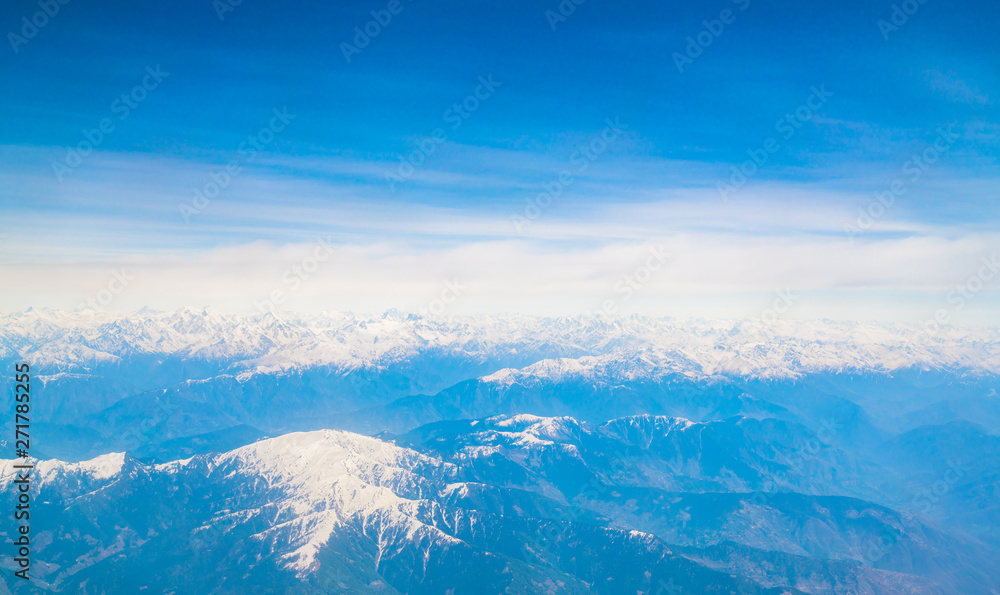 Beautiful landscape of Himalayas mountains ,View from the airplane .