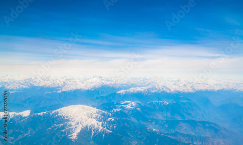 Beautiful landscape of Himalayas mountains ,View from the airplane .
