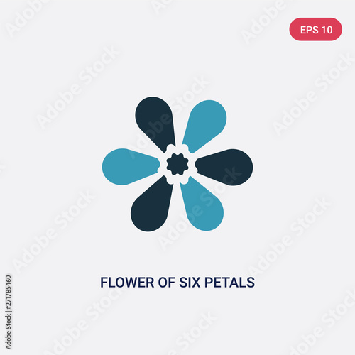 two color flower of six petals from japan vector icon from nature concept. isolated blue flower of six petals from japan vector sign symbol can be use for web, mobile and logo. eps 10