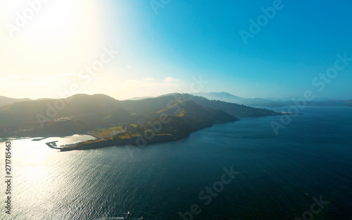 Aerial view of the Horseshoe Bay near the Golden Gate Bridge