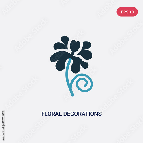 two color floral decorations vector icon from nature concept. isolated blue floral decorations vector sign symbol can be use for web, mobile and logo. eps 10