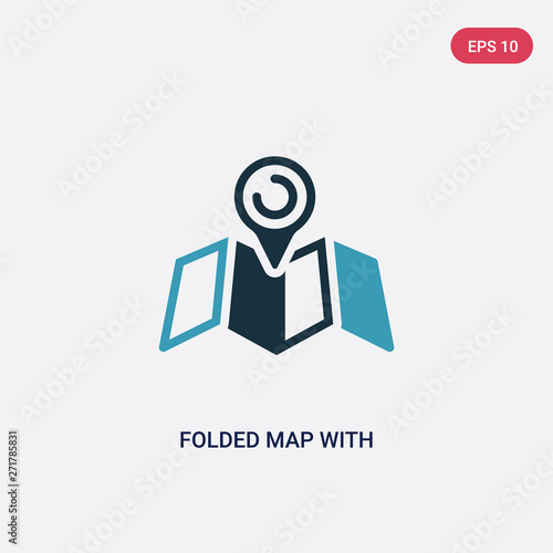 two color folded map with placeholder vector icon from nautical concept. isolated blue folded map with placeholder vector sign symbol can be use for web, mobile and logo. eps 10