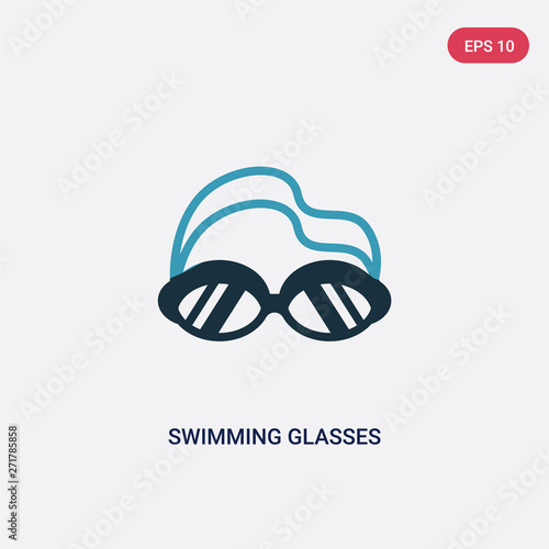 two color swimming glasses vector icon from nautical concept. isolated blue swimming glasses vector sign symbol can be use for web, mobile and logo. eps 10