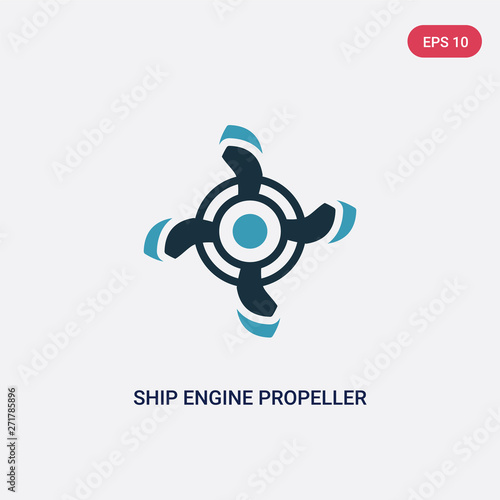 two color ship engine propeller vector icon from nautical concept. isolated blue ship engine propeller vector sign symbol can be use for web, mobile and logo. eps 10