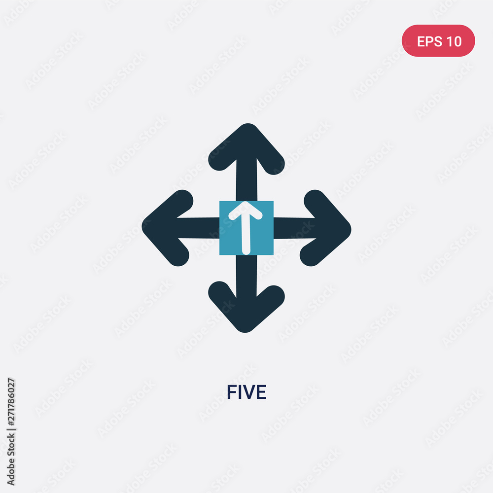 Fototapeta premium two color five vector icon from orientation concept. isolated blue five vector sign symbol can be use for web, mobile and logo. eps 10