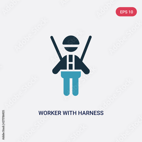 two color worker with harness vector icon from people concept. isolated blue worker with harness vector sign symbol can be use for web, mobile and logo. eps 10
