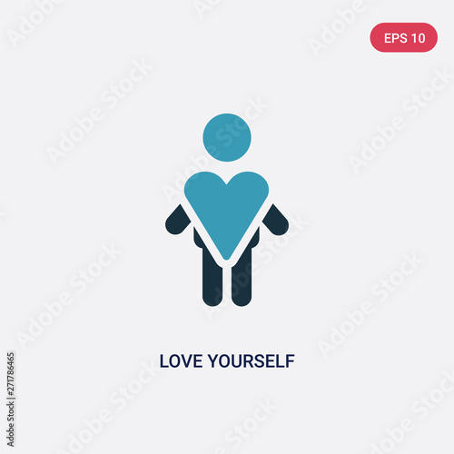 two color love yourself vector icon from people concept. isolated blue love yourself vector sign symbol can be use for web, mobile and logo. eps 10