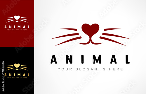 Obraz na płótnie Animal logo. Nose and whiskers vector. Pet muzzle.