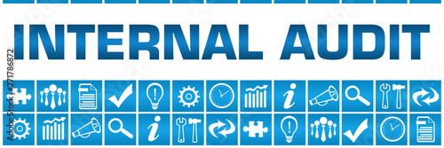 Internal Audit Blue Box Grid Business Symbols 