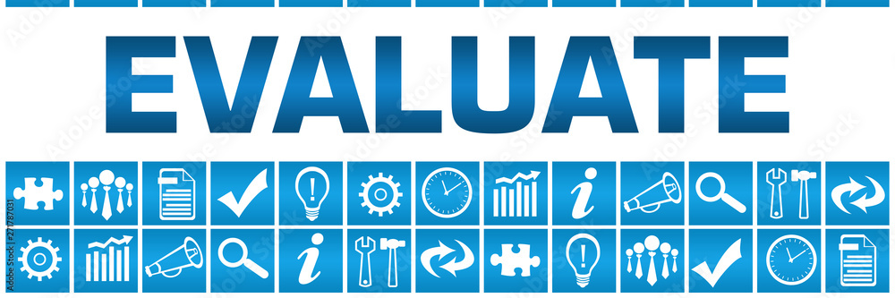 Evaluate Blue Box Grid Business Symbols Evaluate Blue Box Grid Business Symbols