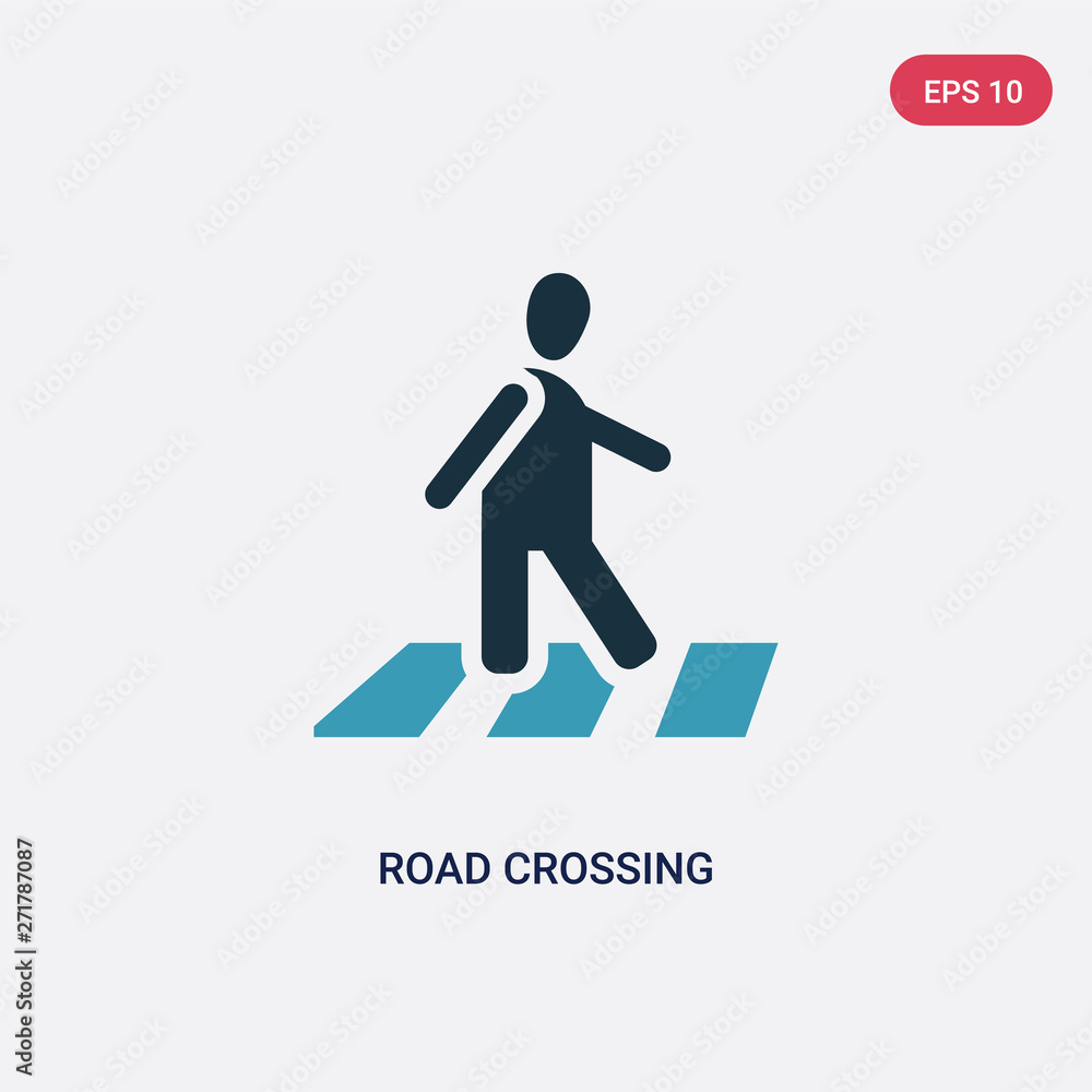 two color road crossing vector icon from people concept. isolated blue road crossing vector sign symbol can be use for web, mobile and logo. eps 10