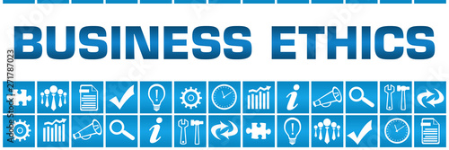 Business Ethics Blue Box Grid Business Symbols 