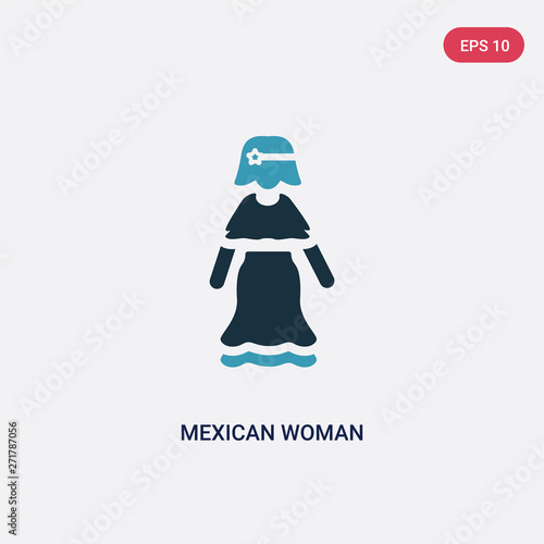 two color mexican woman vector icon from people concept. isolated blue mexican woman vector sign symbol can be use for web, mobile and logo. eps 10 photo