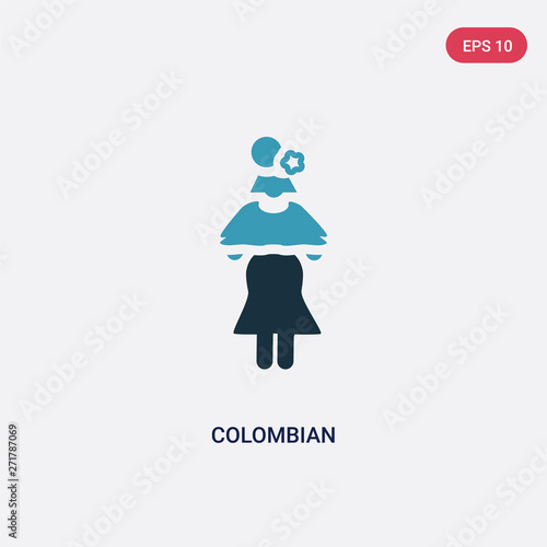 two color colombian vector icon from people concept. isolated blue colombian vector sign symbol can be use for web, mobile and logo. eps 10