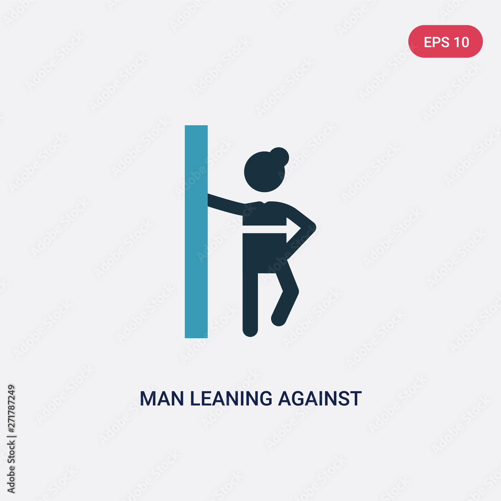 two color man leaning against the wall vector icon from people concept. isolated blue man leaning against the wall vector sign symbol can be use for web, mobile and logo. eps 10