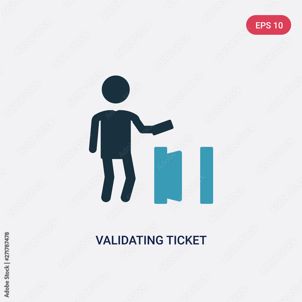 two color validating ticket vector icon from people concept. isolated blue validating ticket vector sign symbol can be use for web, mobile and logo. eps 10