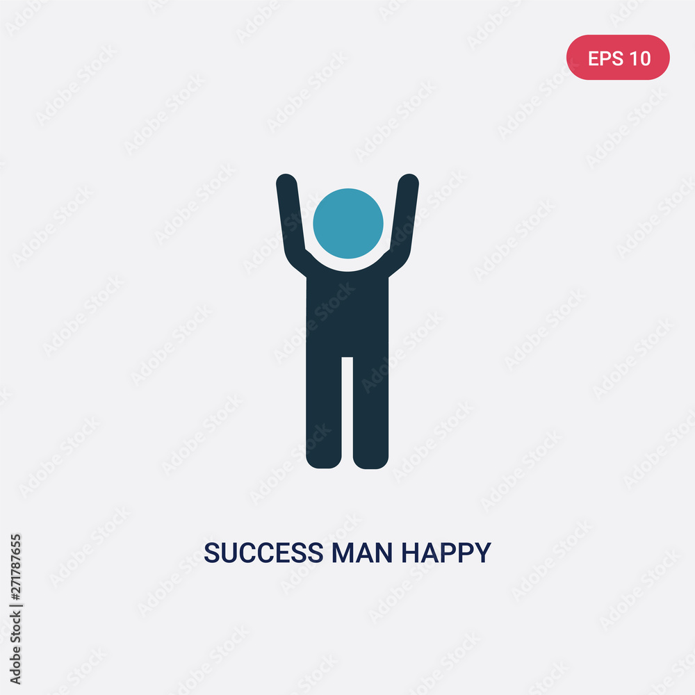Fototapeta premium two color success man happy vector icon from people concept. isolated blue success man happy vector sign symbol can be use for web, mobile and logo. eps 10