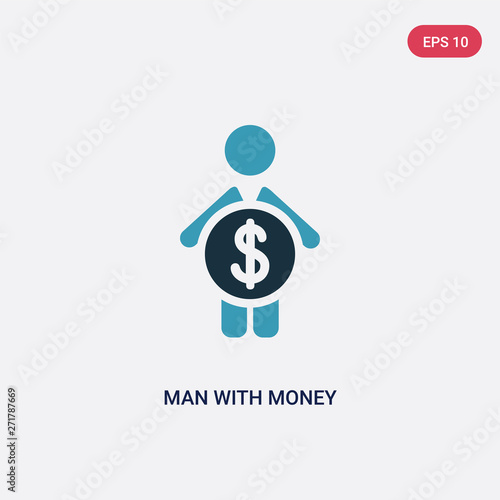 two color man with money vector icon from people concept. isolated blue man with money vector sign symbol can be use for web, mobile and logo. eps 10