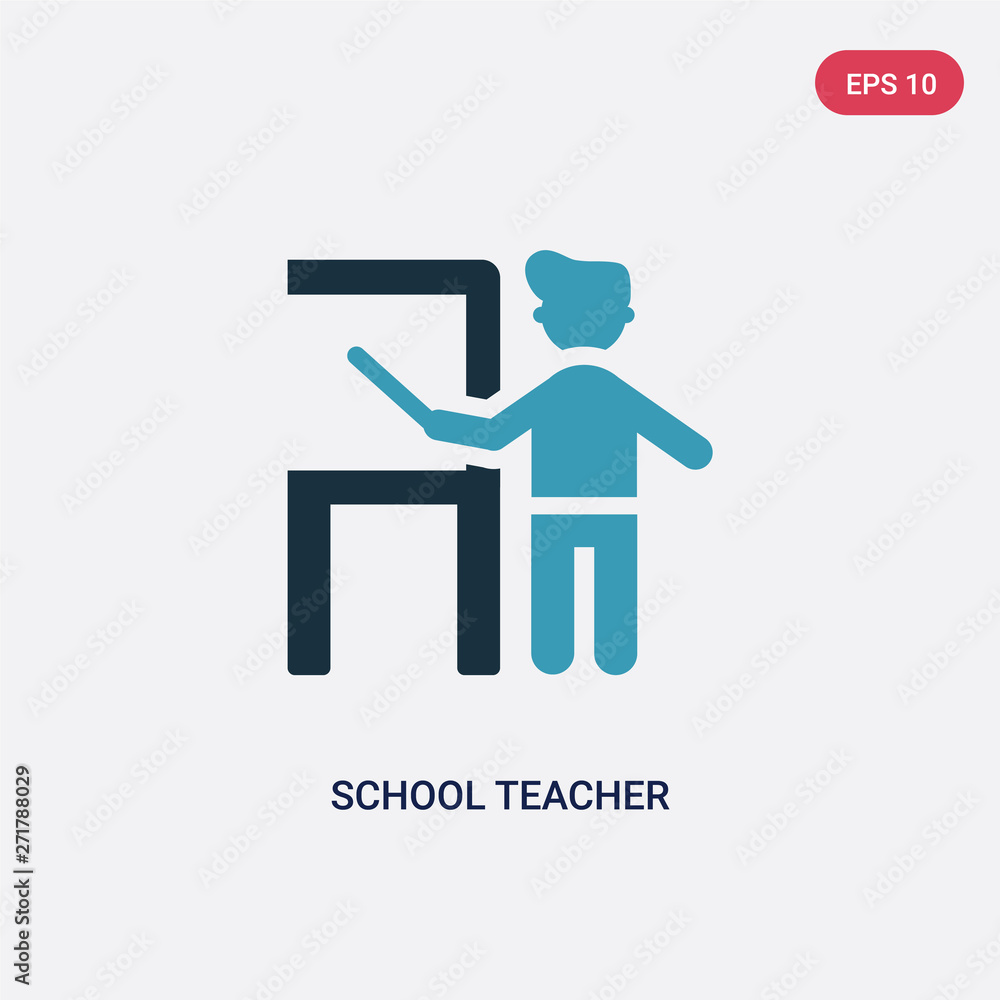 two color school teacher vector icon from people concept. isolated blue school teacher vector sign symbol can be use for web, mobile and logo. eps 10