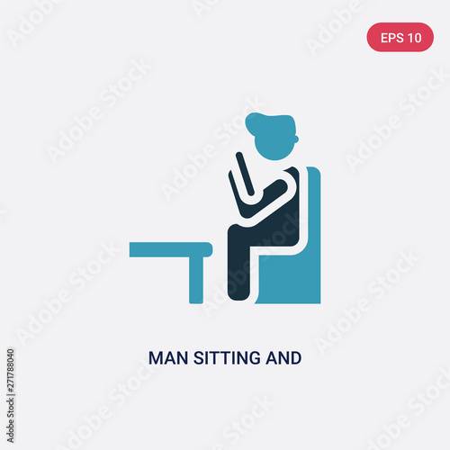 two color man sitting and reading book vector icon from people concept. isolated blue man sitting and reading book vector sign symbol can be use for web, mobile and logo. eps 10 © zaurrahimov